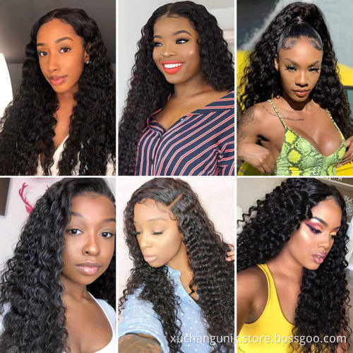 Uniky Deep Wave 13*4 Lace Front Human Hair Wigs 30 Inch Raw Virgin 13*6 150 180 Density Lace Closure Brazilian Wig